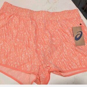 ASICS Women's Running Shorts w/ Built-in Panty Zippered Pocket Size XL Pink AOP